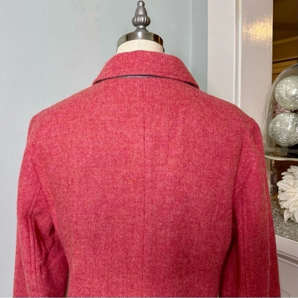 Talbots Classic Shetland Blazer Jacket Twill Pink Coral Herringbone 12 NWT - Picture 8 of 12